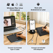UGEE S640 Digital Drawing Tablet - Versatile USB-Powered Graphics Tablet for Students & Artists, Durable Writing Board for Creative Expression