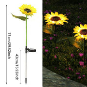 1Pc Sunflower Solar Lights Outdoor Decor with 3 Led Sunflower Yellow Flower Lights Decorative Waterproof for Garden Decoration