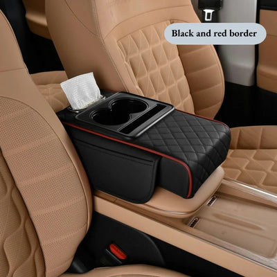 Ultimate Comfort Auto Center Console Armrest Cushion with 2 Cup Holders - All-Season Heightening Pad & Pillow Cover. Ultimate Comfort Auto Center Console Armrest Cushion with 2 Cup Holders - All-Season Heightening Pad & Pillow Cover