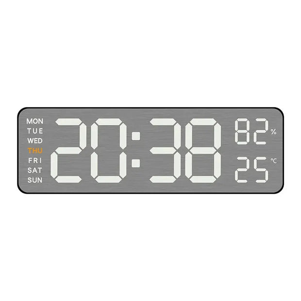 Large Digital Wall Clock with Temperature, Humidity & Auto Dimmer | USB Powered LED Alarm Table Clock