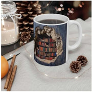 3D Library Bookshelf Mug | Creative Ceramic Coffee Cup for Book Lover