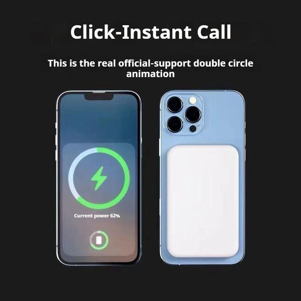 10000mAh 2-in-1 Magnetic Wireless Charger Power Bank for iPhone 16/15/14/13/12/11/Xr/X - Compact & Portable Mobile Charging Solution
