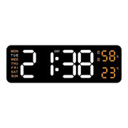 Large Digital Wall Clock with Temperature, Humidity & Auto Dimmer | USB Powered LED Alarm Table Clock