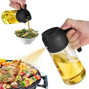 GJ 16Oz Oil Dispenser Bottle - 2-in-1 Olive Oil Sprayer & Dispenser for Cooking, Salad & Barbecue - Stylish Multicolor Kitchenware