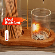 Elegant 2-in-1 Wooden Incense & Candle Holder - Aromatherapy Diffuser with Removable Glass Ash Collector, Perfect Home Decor & Unique Gift for Scent Lovers
