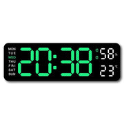 Large Digital Wall Clock with Temperature, Humidity & Auto Dimmer | USB Powered LED Alarm Table Clock