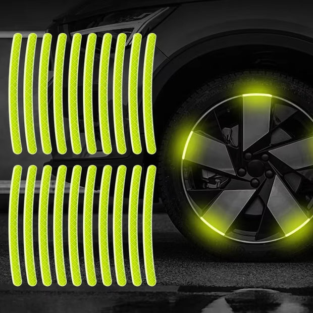 20pcs Luminous Reflective Wheel Hub Stickers - Enhance Night Visibility for Cars, Bikes & Motorcycles