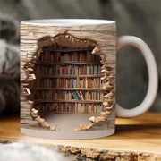 Eramic 3D Library Book Mug Shelf Mug Creative Space Design Multi-Purpose Mug Coffee Cup Study Milk Cup Friends Birthday Gift