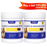 Wellix 260-Count Natural Dog Allergy Relief Chews - Soothing Itchy Skin & Ears with Immune Support