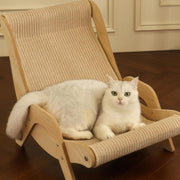 Stylish Wooden Cat Scratcher Rocker Bed - Ultimate Multi-Functional Pet Furniture for Scratching, Lounging & Relaxing Indoors or Outdoors