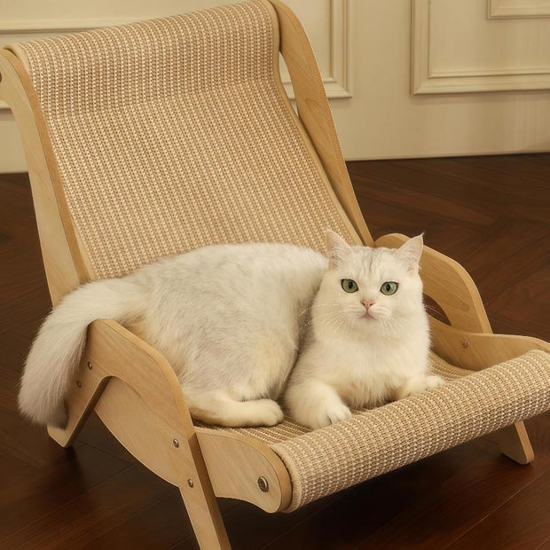 Stylish Wooden Cat Scratcher Rocker Bed - Ultimate Multi-Functional Pet Furniture for Scratching, Lounging & Relaxing Indoors or Outdoors