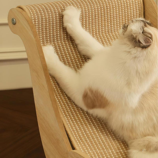 Stylish Wooden Cat Scratcher Rocker Bed - Ultimate Multi-Functional Pet Furniture for Scratching, Lounging & Relaxing Indoors or Outdoors