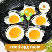 5-Piece Non-Stick Fried Egg Ring Molds Set - Perfect for Shaped Eggs on Griddle Pan