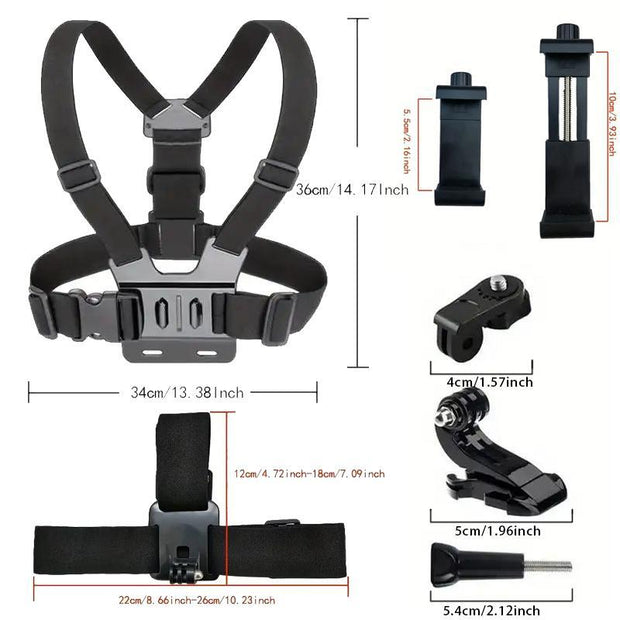 Ultimate Action Camera Strap Set with Phone Clip - Durable Mount for GoPro, Smartphones & Osmo Action - Universal Sports Camera Accessory for Adventure Enthusiasts