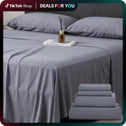 Z-Hom 4-Piece Luxury Queen Bed Sheet Set - Microfiber Paisley & Solid Design with Deep Pockets up to 16 Inches
