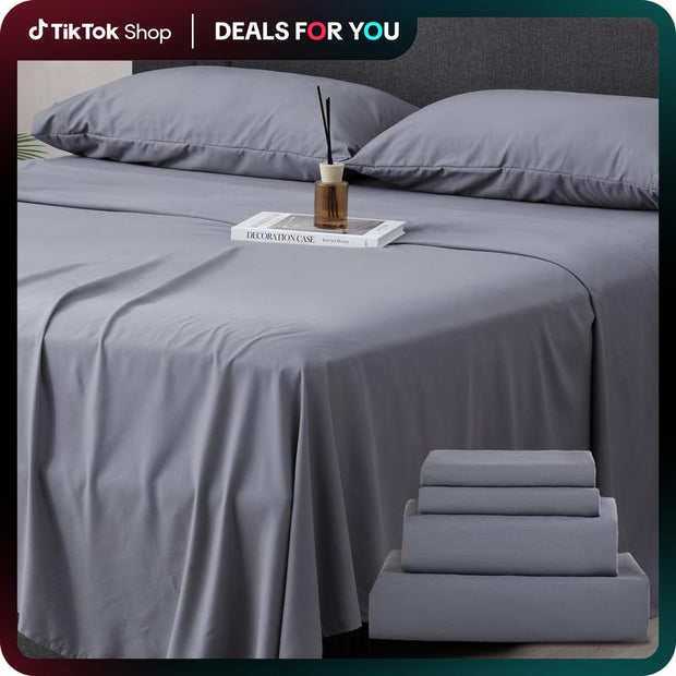 Z-Hom 4-Piece Luxury Queen Bed Sheet Set - Microfiber Paisley & Solid Design with Deep Pockets up to 16 Inches