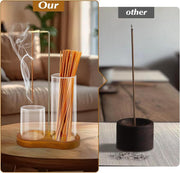 Elegant 2-in-1 Wooden Incense & Candle Holder - Aromatherapy Diffuser with Removable Glass Ash Collector, Perfect Home Decor & Unique Gift for Scent Lovers