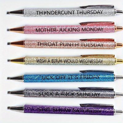 Sparkling Glitter Ballpoint Pen Set - 7 Fun & Colorful Pens for Home, Office, and School.Sparkling Glitter Ballpoint Pen Set - 7 Fun & Colorful Pens for Home, Office, and School