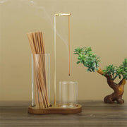 Elegant 2-in-1 Wooden Incense & Candle Holder - Aromatherapy Diffuser with Removable Glass Ash Collector, Perfect Home Decor & Unique Gift for Scent Lovers
