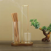 Elegant 2-in-1 Wooden Incense & Candle Holder - Aromatherapy Diffuser with Removable Glass Ash Collector, Perfect Home Decor & Unique Gift for Scent Lovers