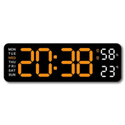 Large Digital Wall Clock with Temperature, Humidity & Auto Dimmer | USB Powered LED Alarm Table Clock