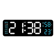 Large Digital Wall Clock with Temperature, Humidity & Auto Dimmer | USB Powered LED Alarm Table Clock