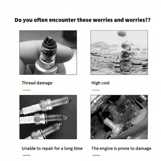 14Mm Car Cylinder Head Tap Spark Plug Rethreading Helicoil Thread Repair Tool Kit Spark-Plug Hole Sleeve for Repair Parts