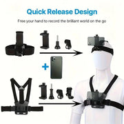 Ultimate Action Camera Strap Set with Phone Clip - Durable Mount for GoPro, Smartphones & Osmo Action - Universal Sports Camera Accessory for Adventure Enthusiasts
