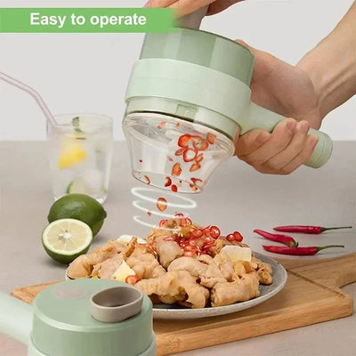 4In1 Handheld Electric Vegetable Cutter Set Wireless Electric Garlic Masher Meat Grinder Machine Food Peel Slice Kitchen Tools