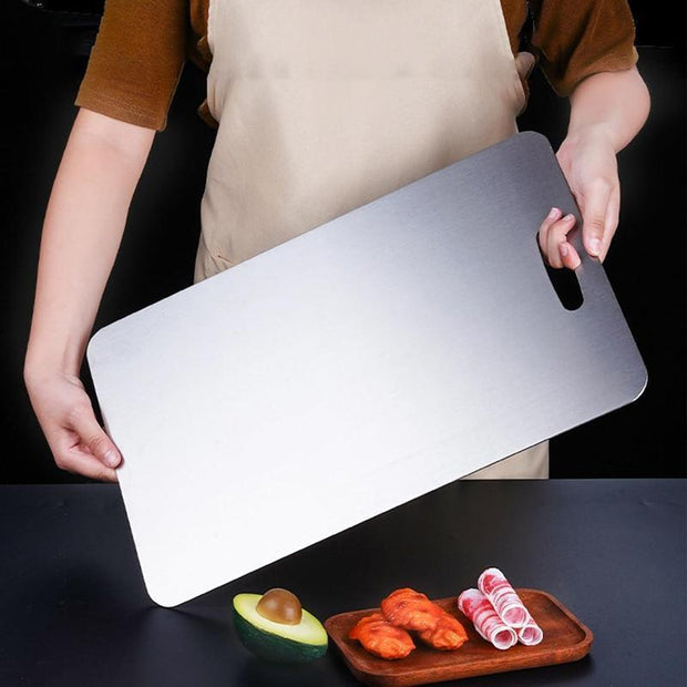 Premium Double-Sided Stainless Steel Cutting Board - Non-Stick, Durable Kitchen Essential for Meat, Fruits & Vegetables