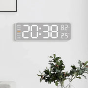 Large Digital Wall Clock with Temperature, Humidity & Auto Dimmer | USB Powered LED Alarm Table Clock