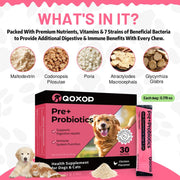 Probiotics for Dogs & Cats - 30 Chicken-Flavored Sachets for Digestive Relief with Prebiotics, Fiber & Enzymes - Boosts Gut & Immune Health!