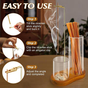 Elegant 2-in-1 Wooden Incense & Candle Holder - Aromatherapy Diffuser with Removable Glass Ash Collector, Perfect Home Decor & Unique Gift for Scent Lovers