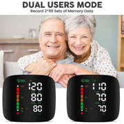 Portable Touch Screen Wrist Blood Pressure Monitor with LED Display, 99X2 Memory Readings & Carrying Case - Adjustable Healthcare Kit in Black
