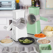 Premium Rotary Cheese Grater with 5 Blades & Suction Cup Base - Versatile Kitchen Utensil for Cheese, Vegetables & More - Perfect Gift for Foodies!