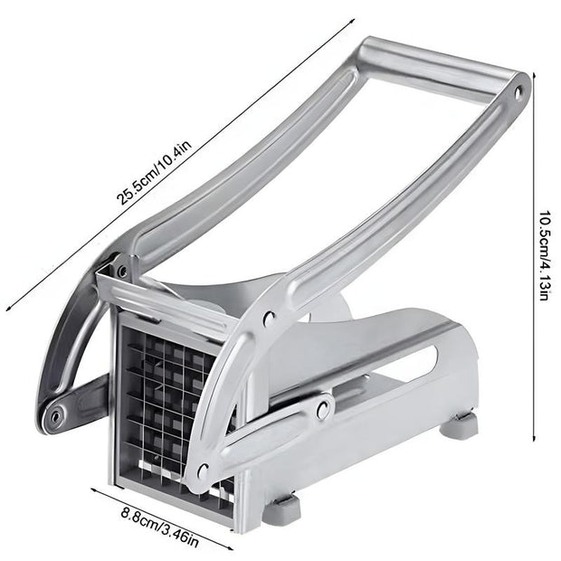 Premium Stainless Steel French Fry Cutter with 2 Blades - Perfect for Homemade Fries & Kitchen Use - Non-Slip Suction Feet Included