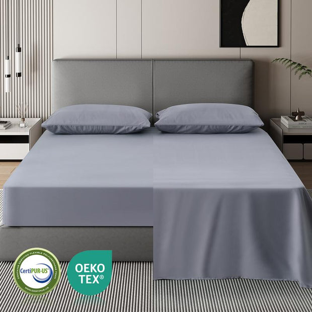 Z-Hom 4-Piece Luxury Queen Bed Sheet Set - Microfiber Paisley & Solid Design with Deep Pockets up to 16 Inches