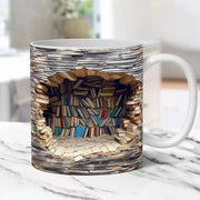 Eramic 3D Library Book Mug Shelf Mug Creative Space Design Multi-Purpose Mug Coffee Cup Study Milk Cup Friends Birthday Gift