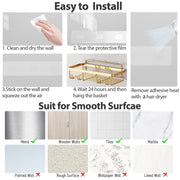 5-Pack Rust-Proof Waterproof Shower Shelves - Large Capacity Wall-Mounted Organizer with Soap Holder, No Drilling Required, Minimalist Stainless Steel Caddy for Bathroom and Kitchen Decor