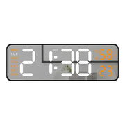 Large Digital Wall Clock with Temperature, Humidity & Auto Dimmer | USB Powered LED Alarm Table Clock