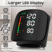 Portable Touch Screen Wrist Blood Pressure Monitor with LED Display, 99X2 Memory Readings & Carrying Case - Adjustable Healthcare Kit in Black