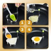 5-Piece Non-Stick Fried Egg Ring Molds Set - Perfect for Shaped Eggs on Griddle Pan