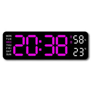 Large Digital Wall Clock with Temperature, Humidity & Auto Dimmer | USB Powered LED Alarm Table Clock