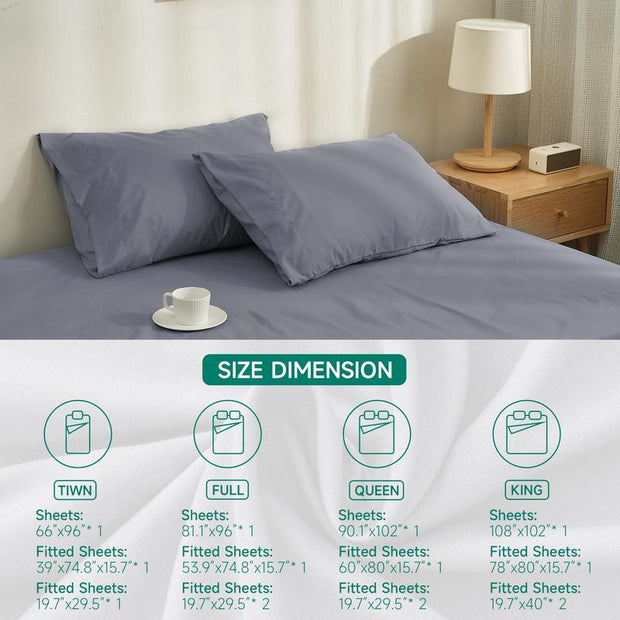 Z-Hom 4-Piece Luxury Queen Bed Sheet Set - Microfiber Paisley & Solid Design with Deep Pockets up to 16 Inches